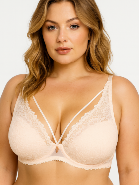 Usztywniany Biustonosz koronkowy z paskami rozmiar D