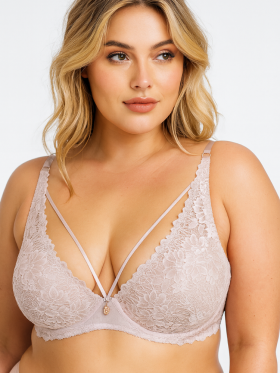 Usztywniany Biustonosz koronkowy z paskami rozmiar D