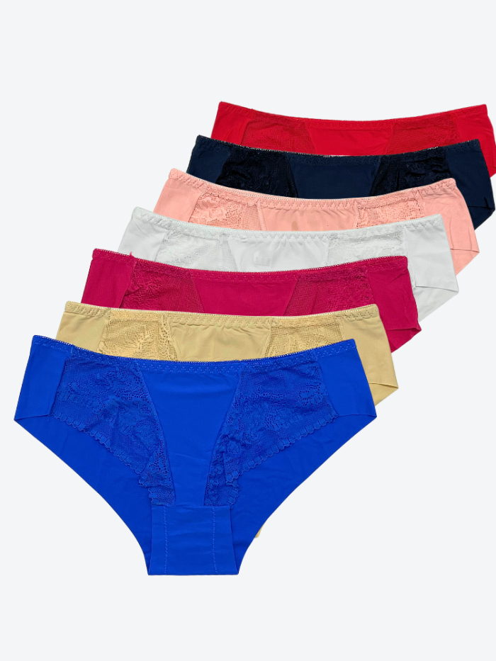 6X bezszwowe figi damskie laserowo cięte z koronką